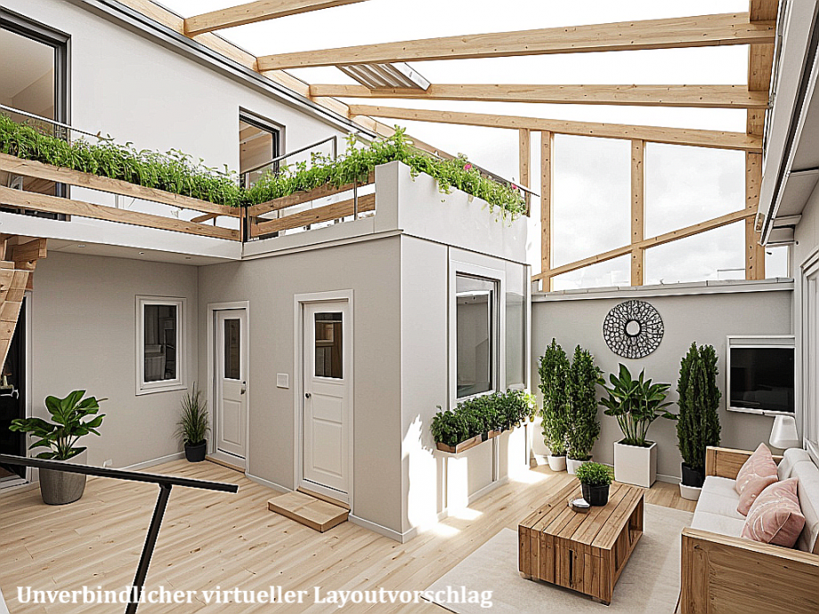 Innenhof, visualisiert Wohnung Alzey