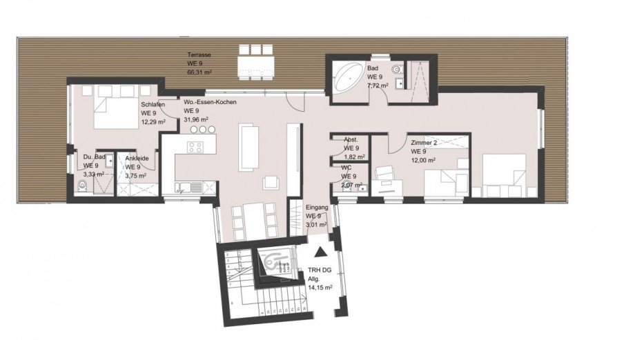 WHG 9 Grundriss Penthousewohnung Alzey