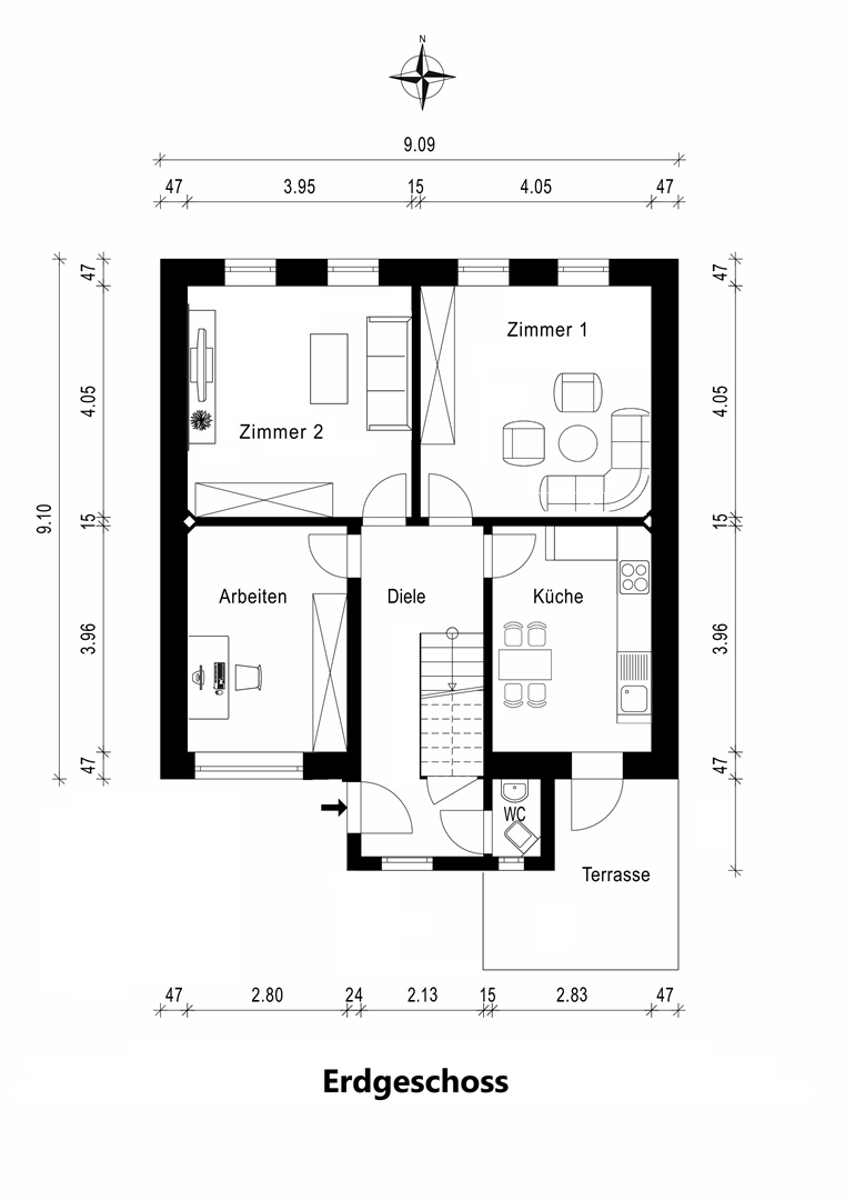 Grundriss, EG Haus Alzey