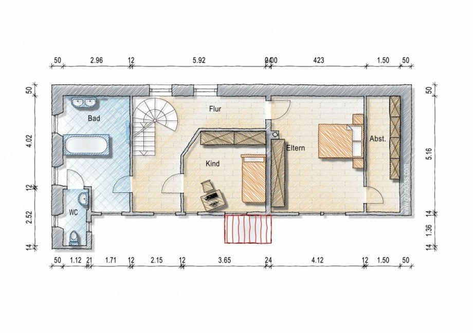 Wohnhaus II, Obergeschoss Haus Erbes-B�desheim