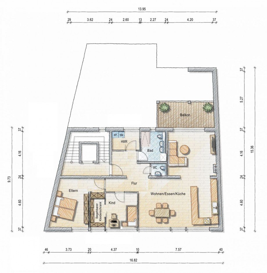 Grundriss 1. Obergeschoss Etagenwohnung Alzey