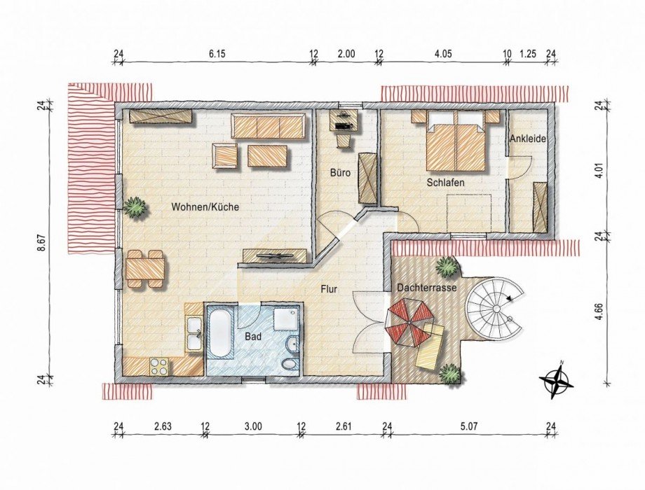 Dachgeschoss Dachgeschosswohnung Erbes-B�desheim