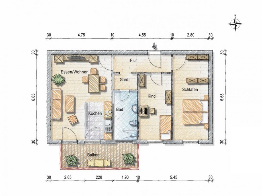 Grundriss, Visualisiert Wohnung Alzey
