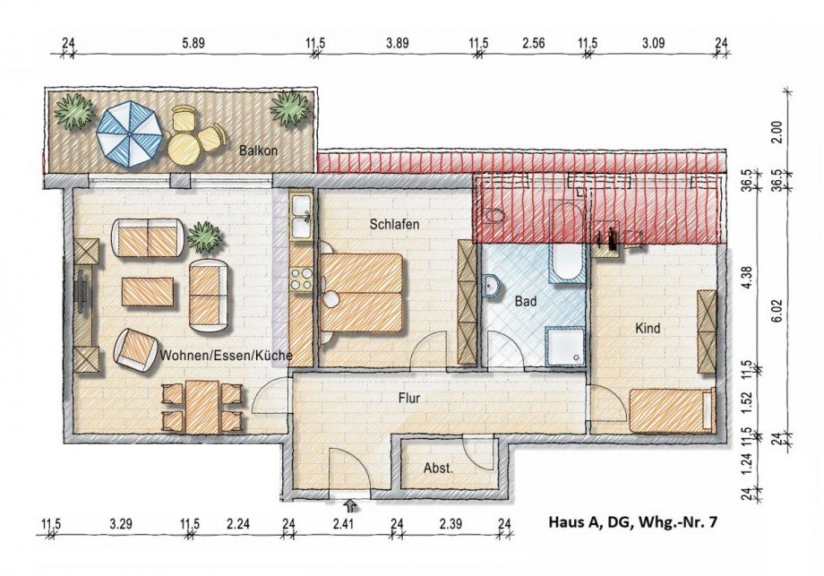 Dachgeschoss Whg. 7 Dachgeschosswohnung 