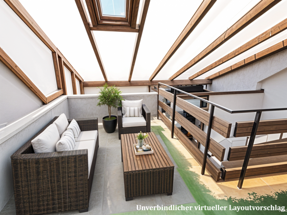 Terrasse, visualisiert Wohnung Alzey