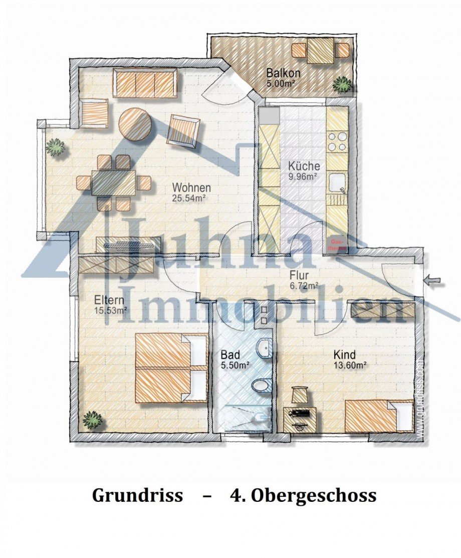 Grundriss Dachgeschosswohnung Mainz