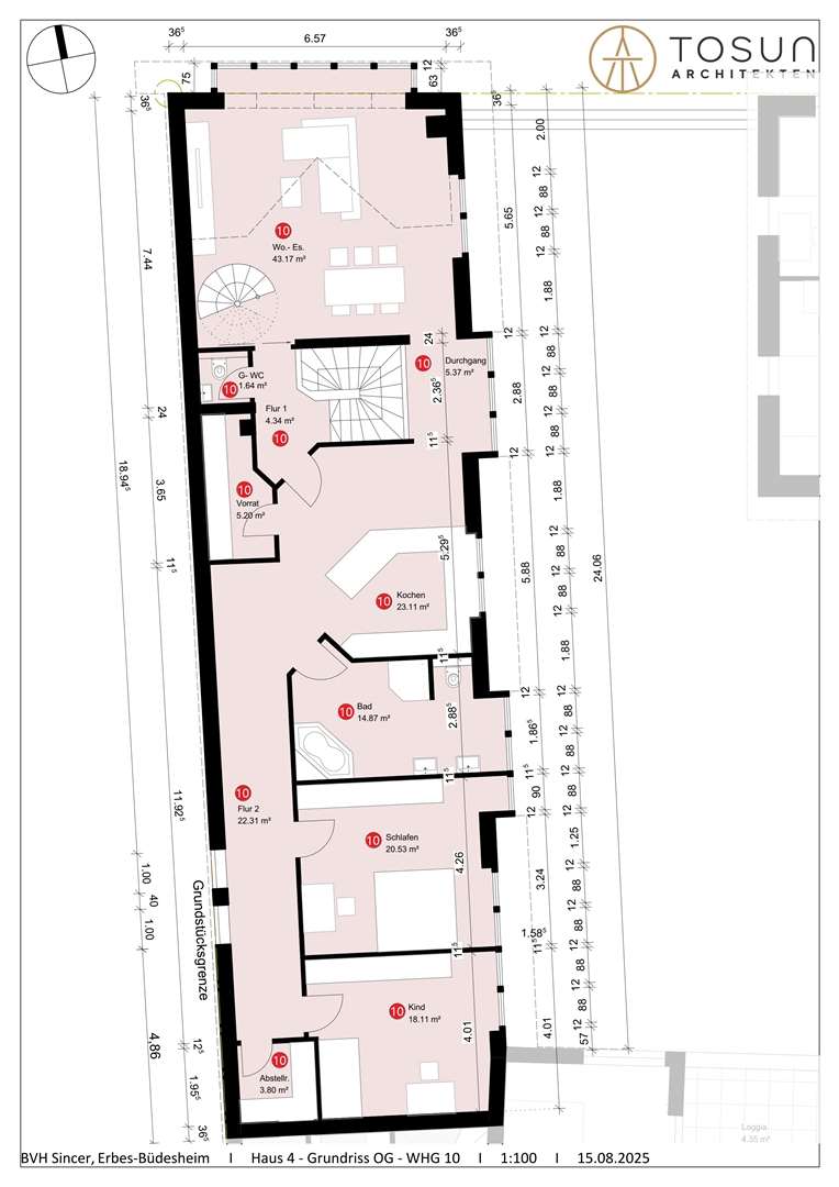 Haus 4 WHG 10, Obergeschoss Maisonettewohnung Erbes-B�desheim