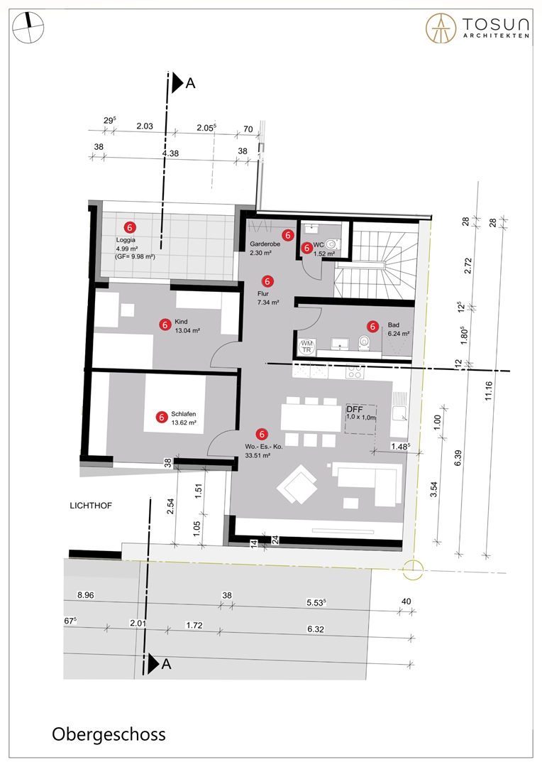 Etagengrundriss WHG 6 Dachgeschosswohnung 