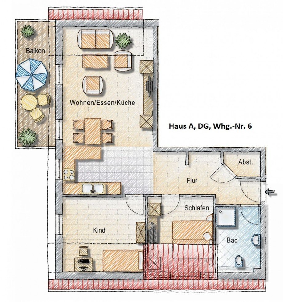Haus A, DG, Whg. Nr. 6 Dachgeschosswohnung 