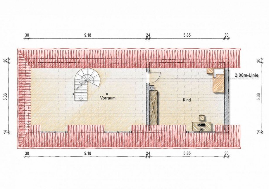 Wohnhaus II, Dachgeschoss Haus Erbes-B�desheim